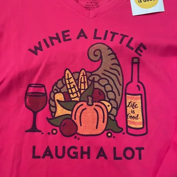 NWT Life is Good Crusher Tee small Wine a Little Laugh A Lot - Picture 2 of 6